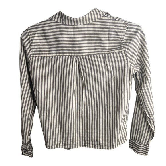 Madewell Tie-Front Striped Cotton Shirt In Maitland Stripe Small - Picture 5 of 14